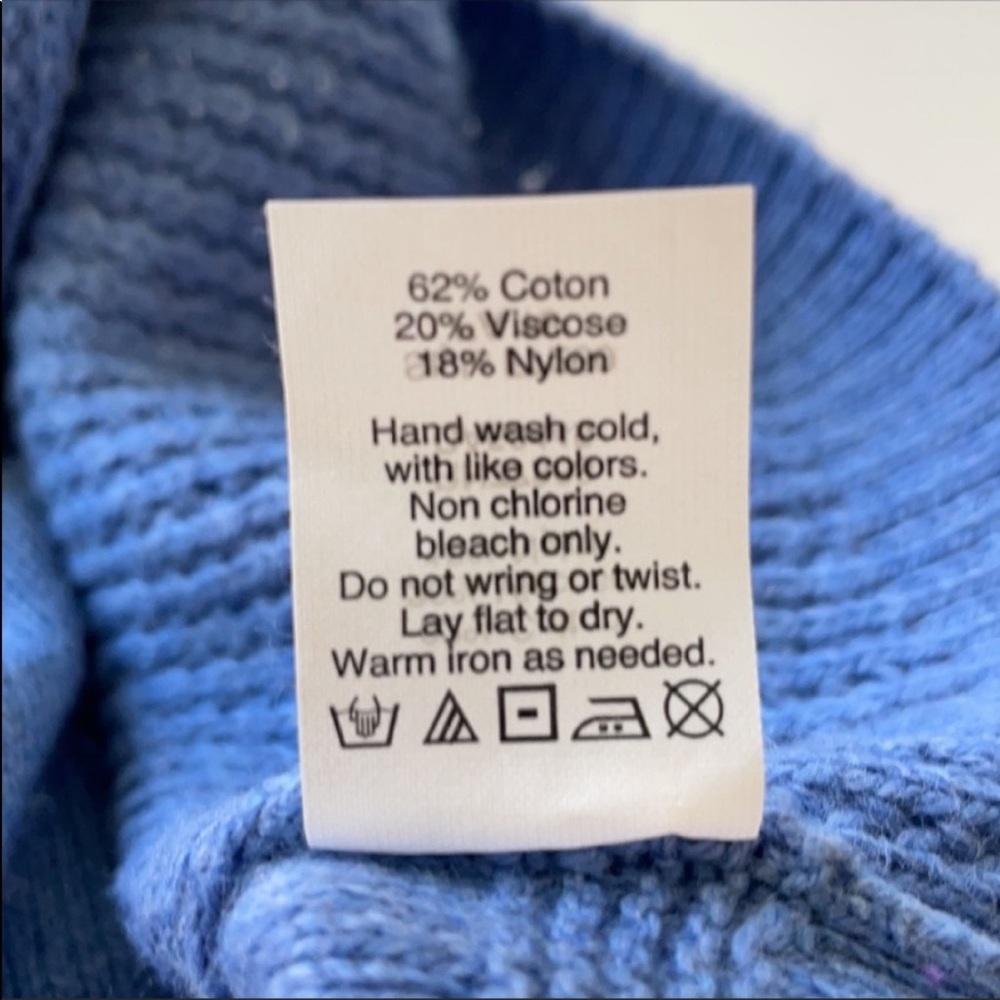 MADEWELL sweater size S blue convertible turtleneck cotton blend - Picture 10 of 10